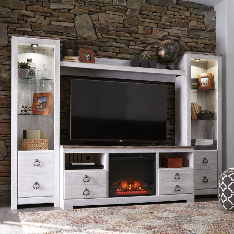 Charlton Home Theus Entertainment Center with Fireplace Included